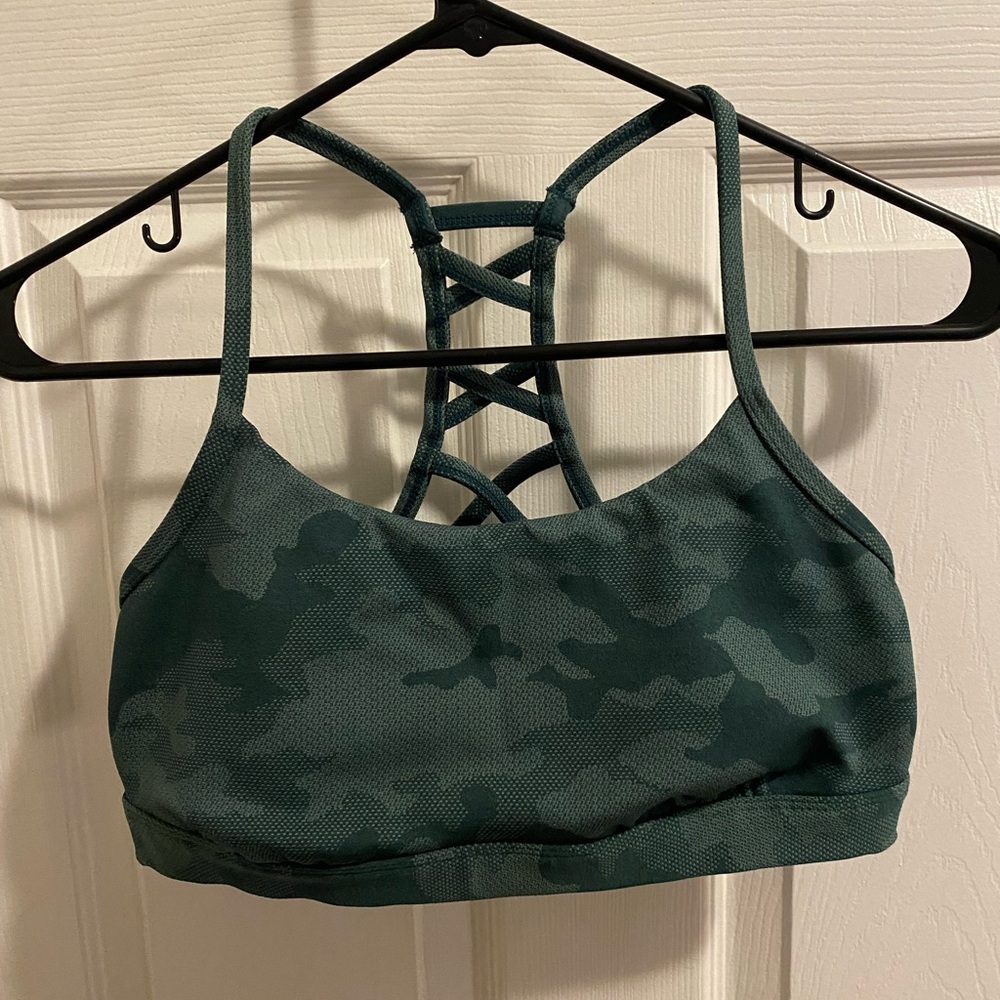 Dark green camo sports bra